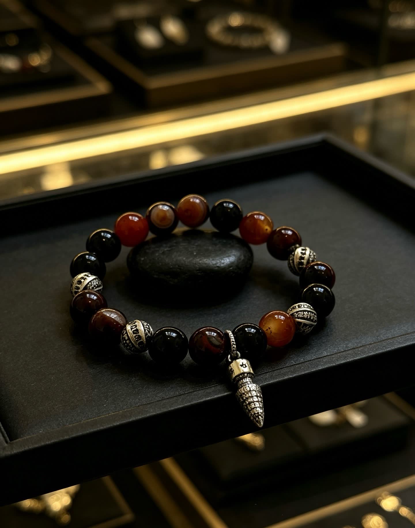 Chrome Hearts Beaded Bracelet with Silver Charms
